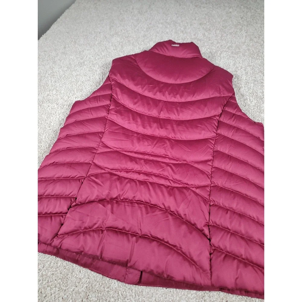 Eddie Bauer EB 650 Vest Womens XL Burgundy Down Filled Puffer Full Zip Pockets